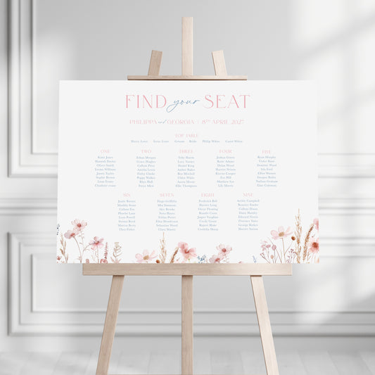 Dusky Haze Wildflowers Table Plan Sign