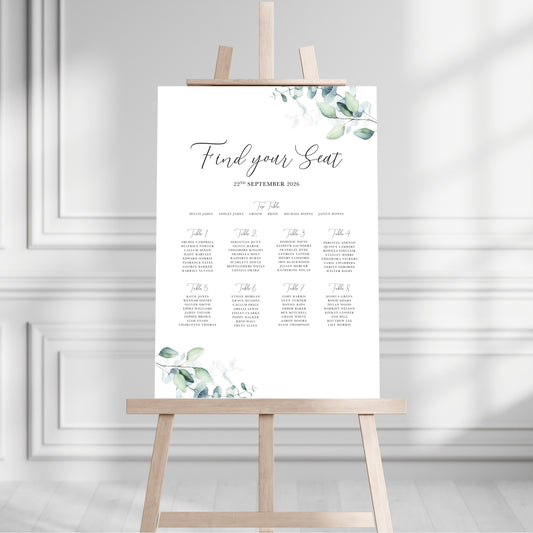 Eucalyptus Table Plan Sign