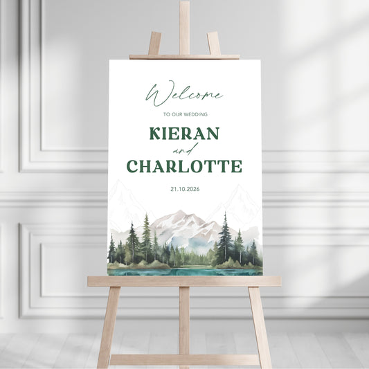 Lakes and Mountains Welcome Sign