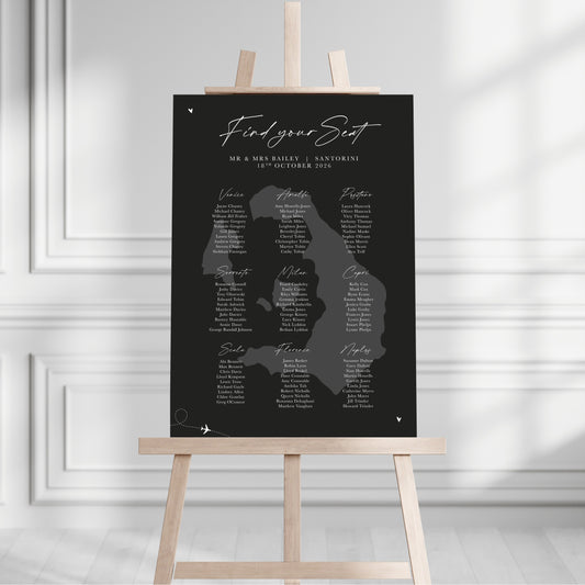 Black and White Destination Table Plan Sign