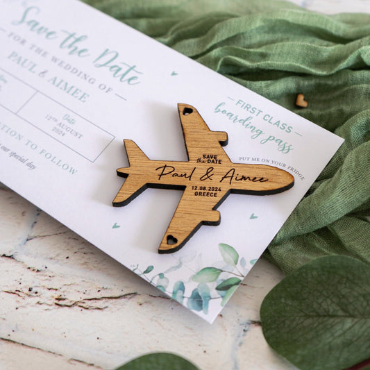 Sage Green Eucalyptus Boarding Pass Save the Dates
