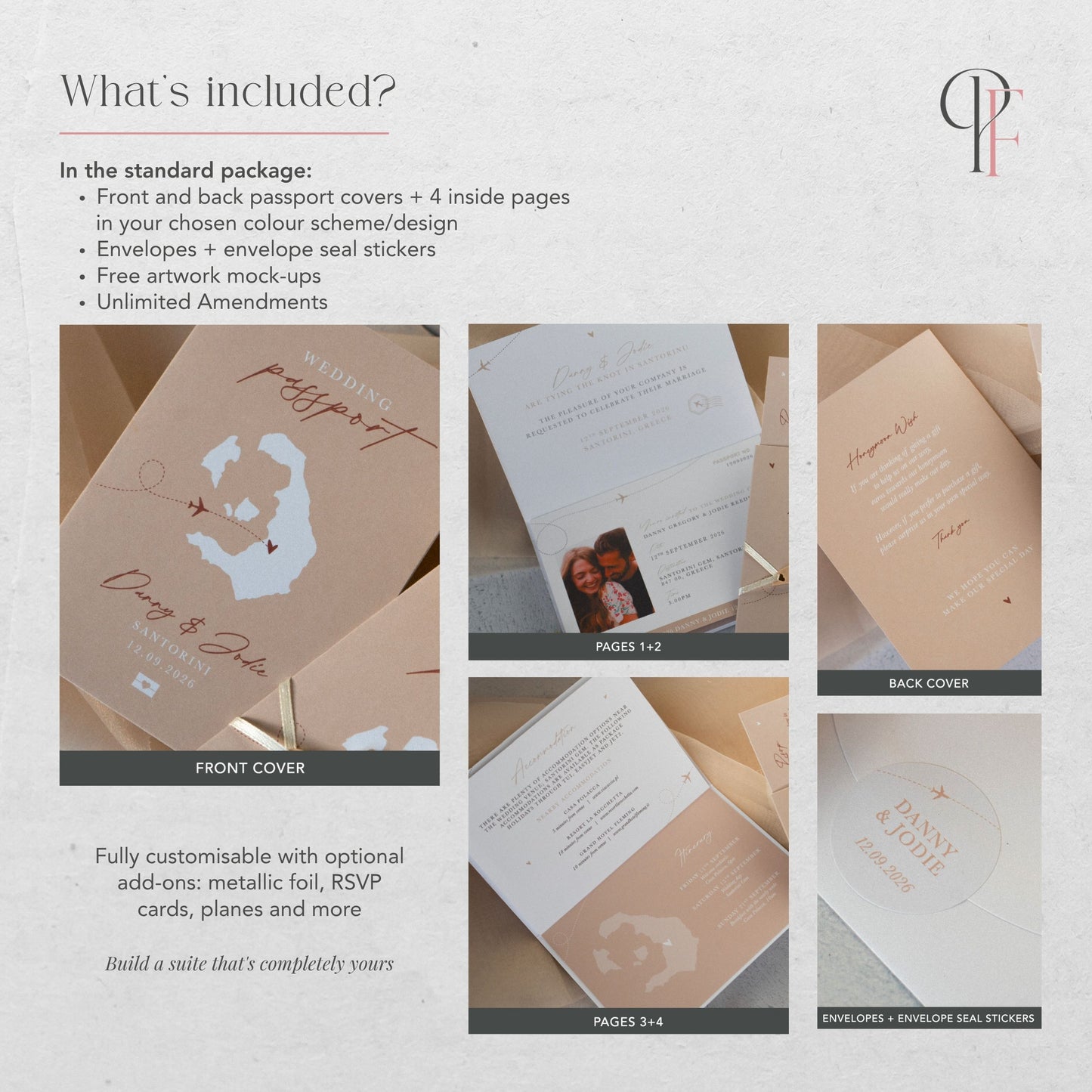 Beige Passport Wedding Invitations