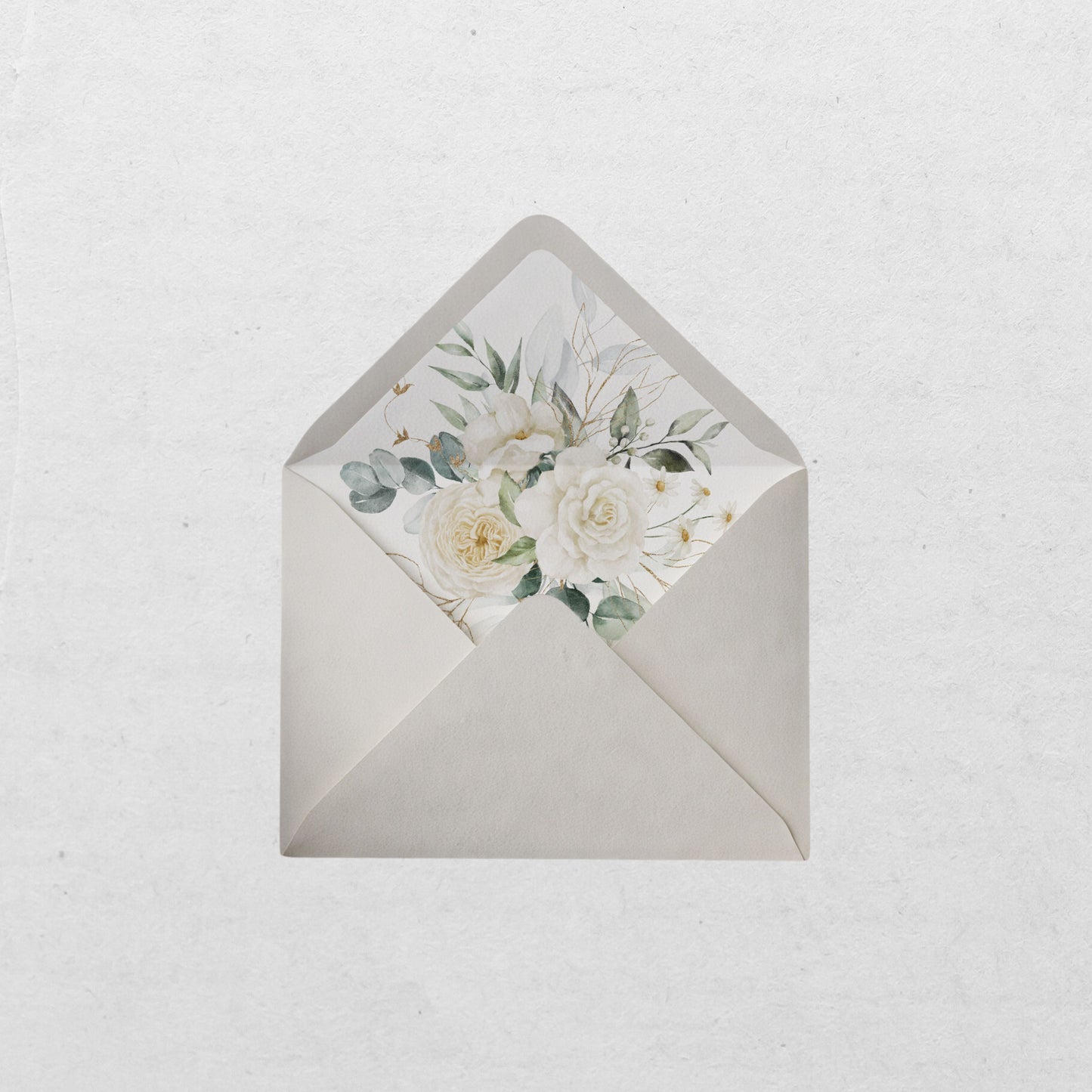 White Floral Illustrated Gatefold Wedding Invitation