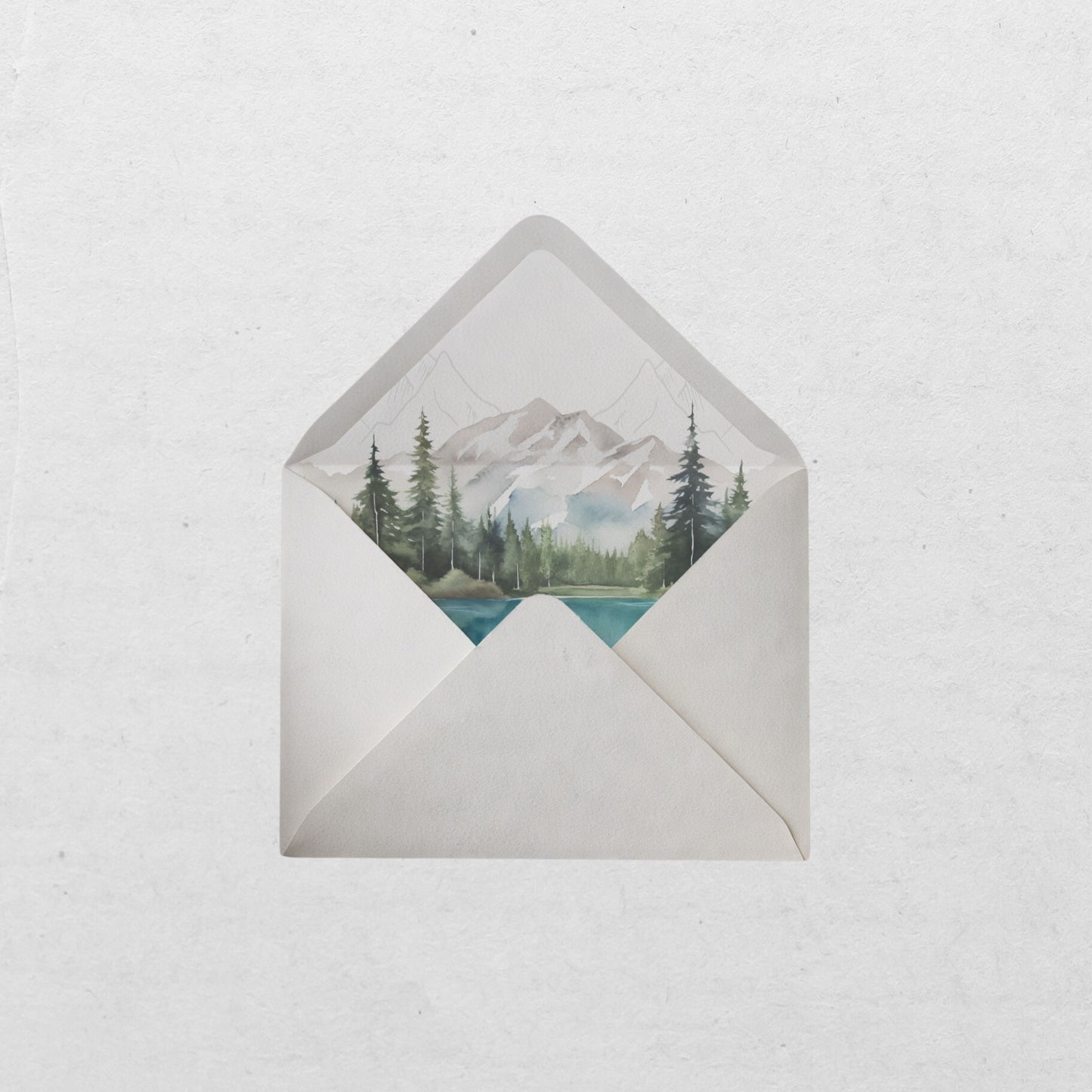 Lakes and Mountains Illustrated Gatefold Wedding Invitation