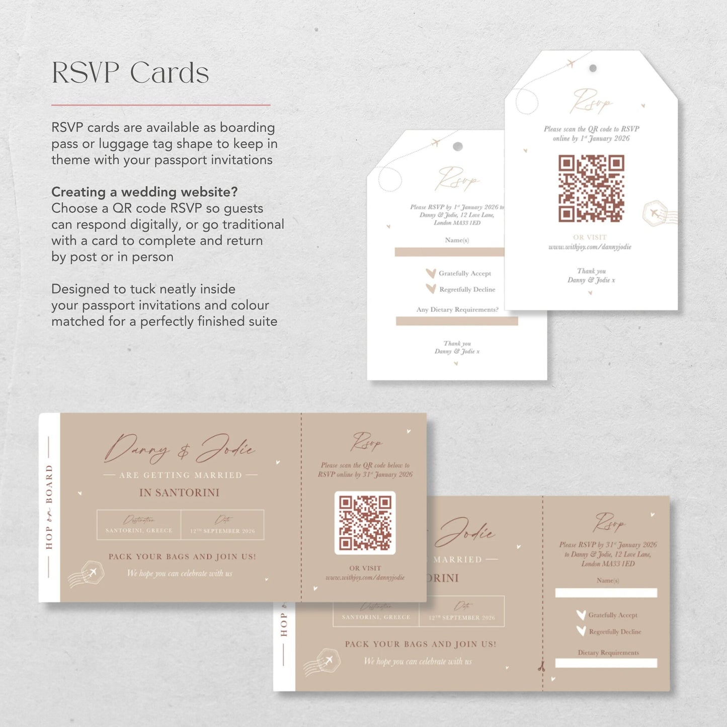 Beige Passport Wedding Invitations
