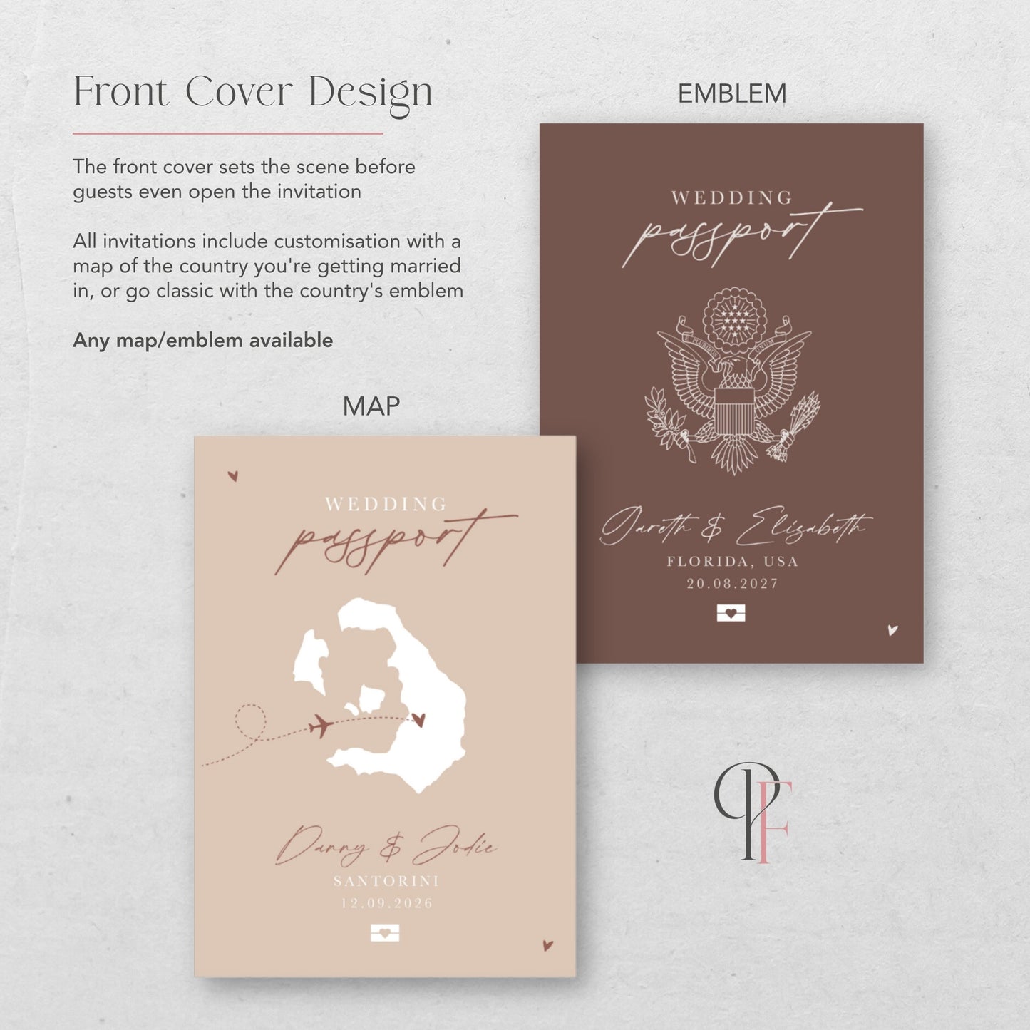 Beige Passport Wedding Invitations