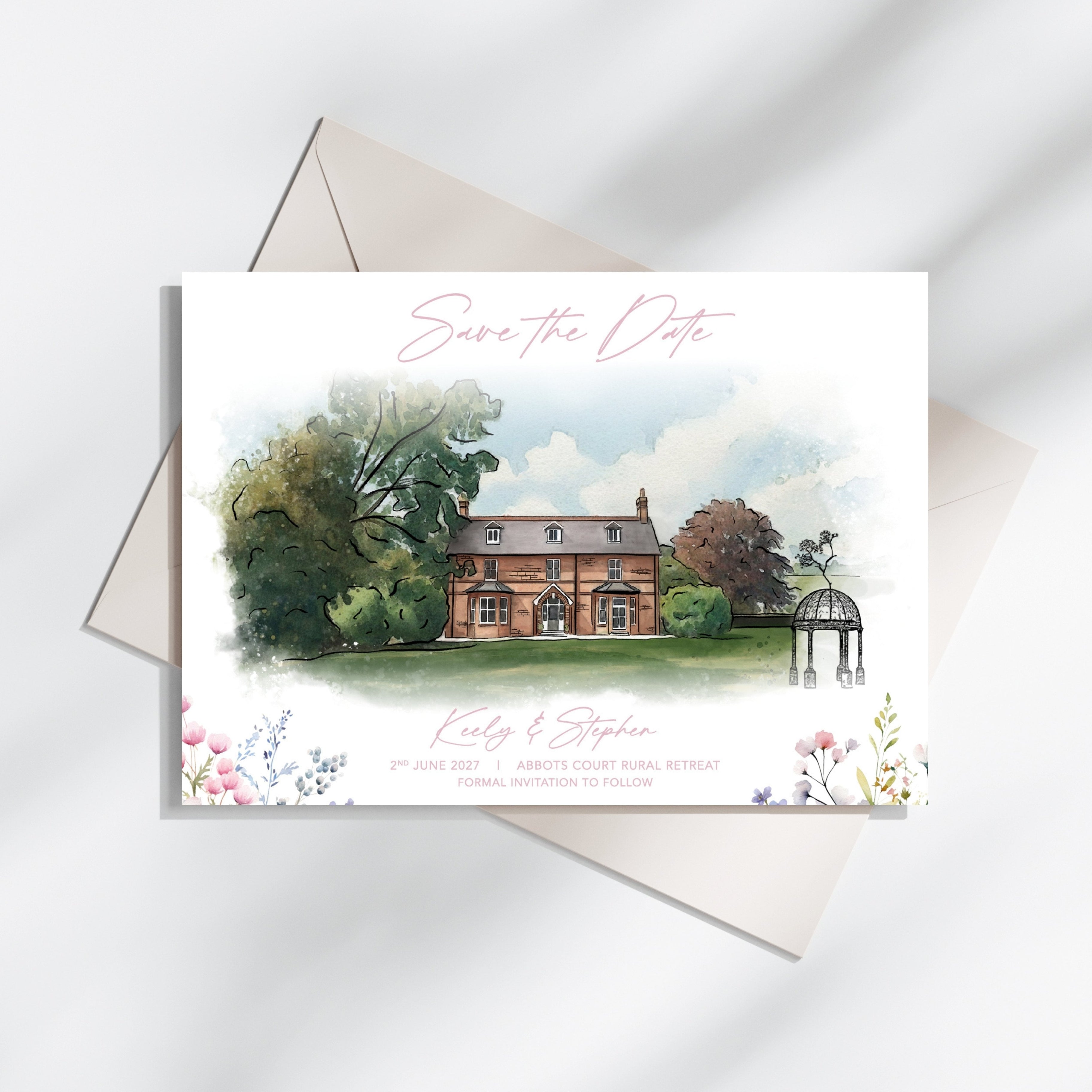 Abbots Court Illustrated Save the Dates