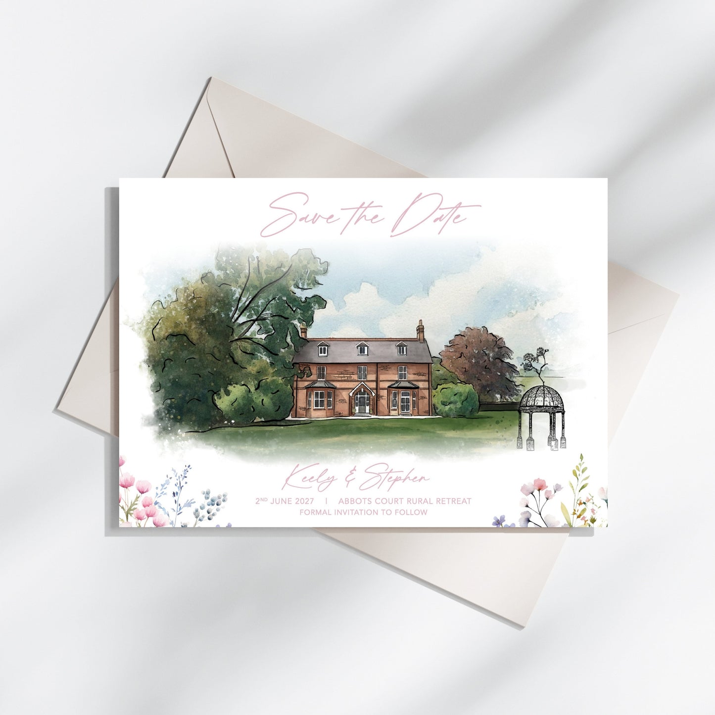 Abbots Court Illustrated Save the Dates