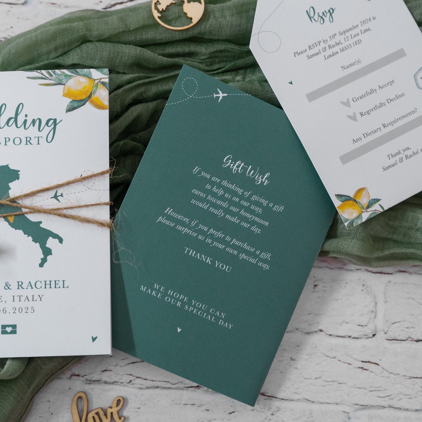 Italian Lemon Passport Wedding Invitations