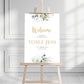 Green and Gold Daisy Eucalyptus Welcome Sign