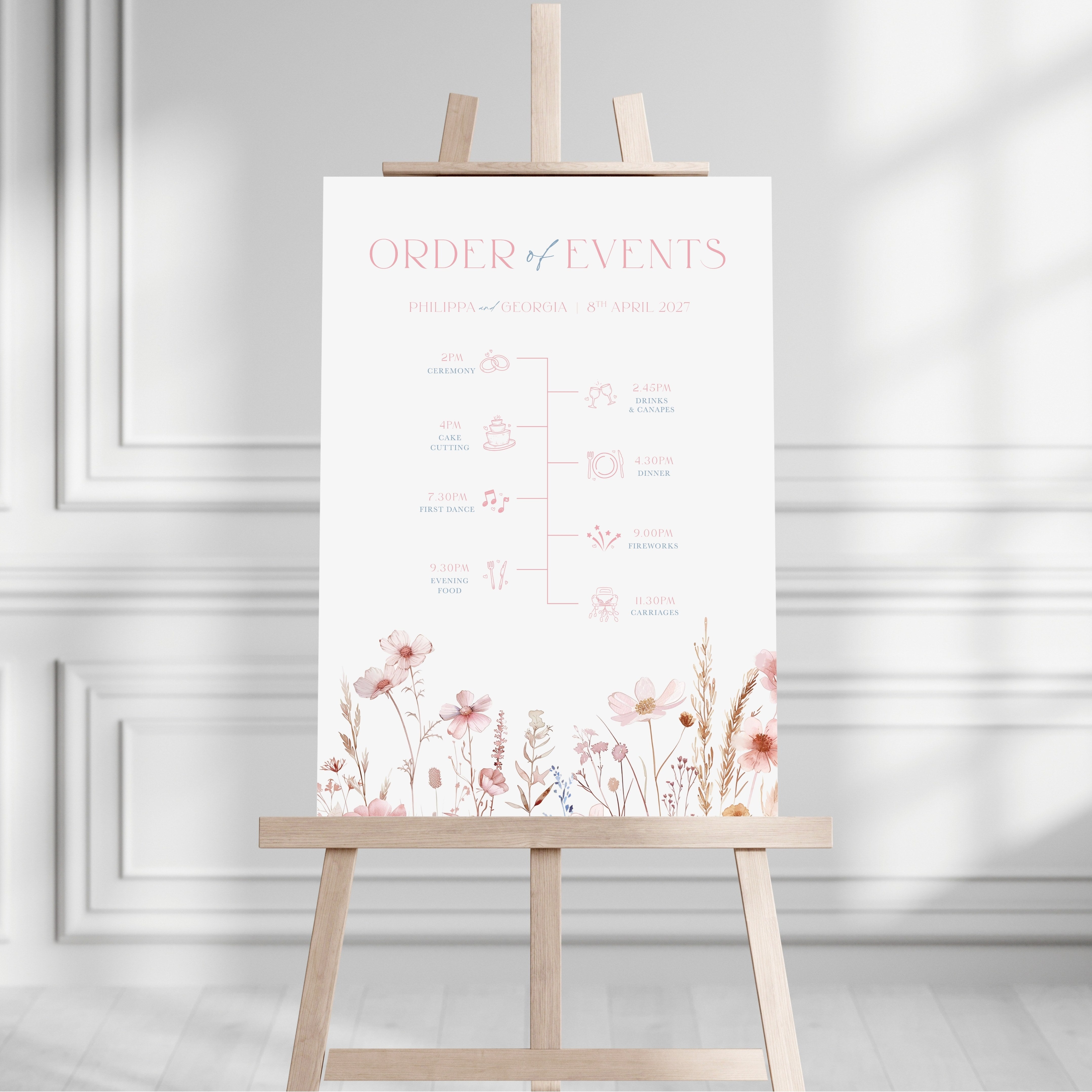 Dusky Haze Wildflowers Order of the Day Sign