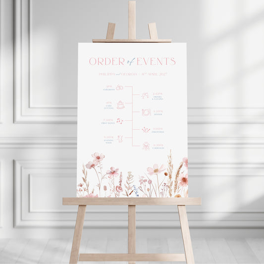 Dusky Haze Wildflowers Order of the Day Sign