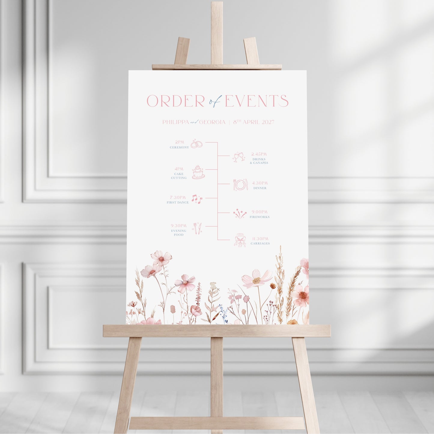 Dusky Haze Wildflowers Order of the Day Sign