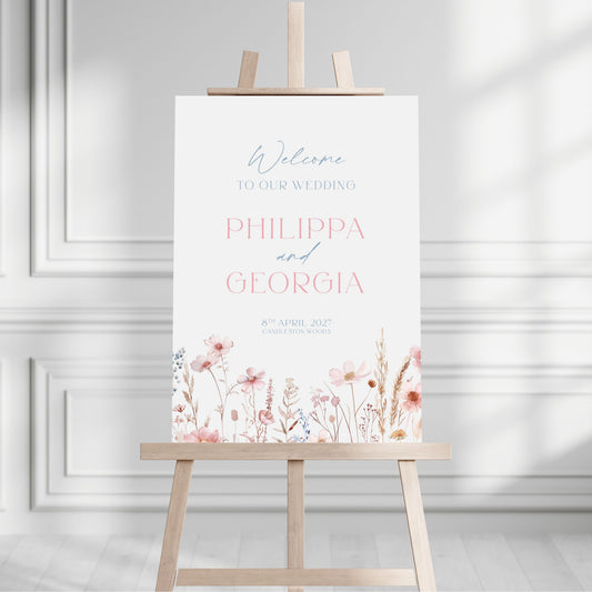Dusky Haze Wildflowers Welcome Sign