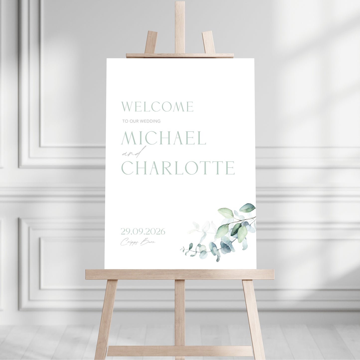 Sage Green Eucalyptus Welcome Sign
