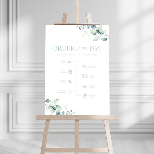 Sage Green Eucalyptus Order of the Day Sign