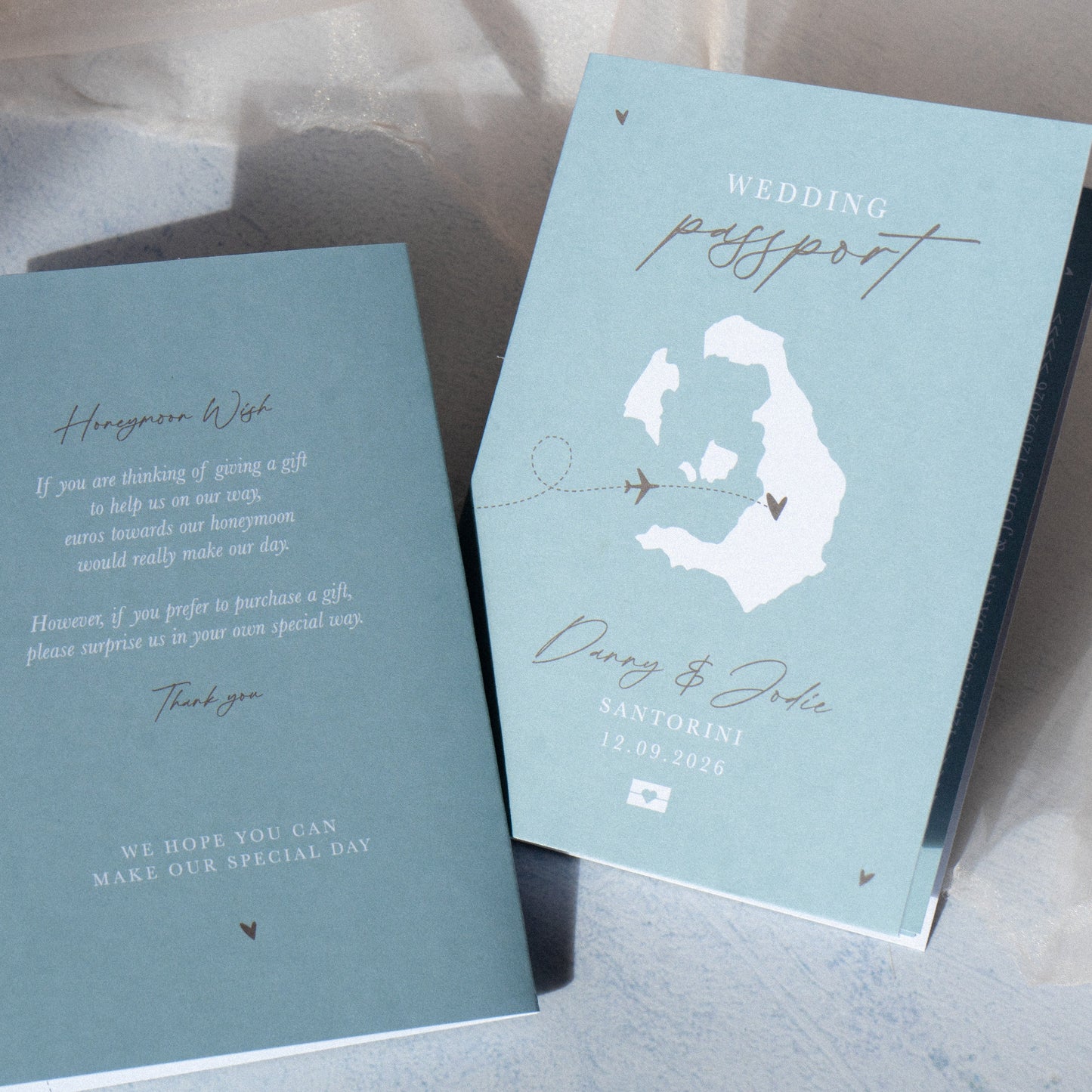 Dusty Blue Passport Wedding Invitations