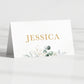 Green and Gold Daisy Eucalyptus folded wedding guest name card