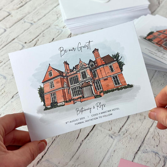 Coed Y Mwstwr Illustrated Save the Dates