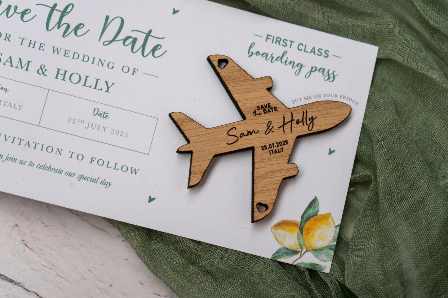 Lemon Boarding Pass Save the Dates