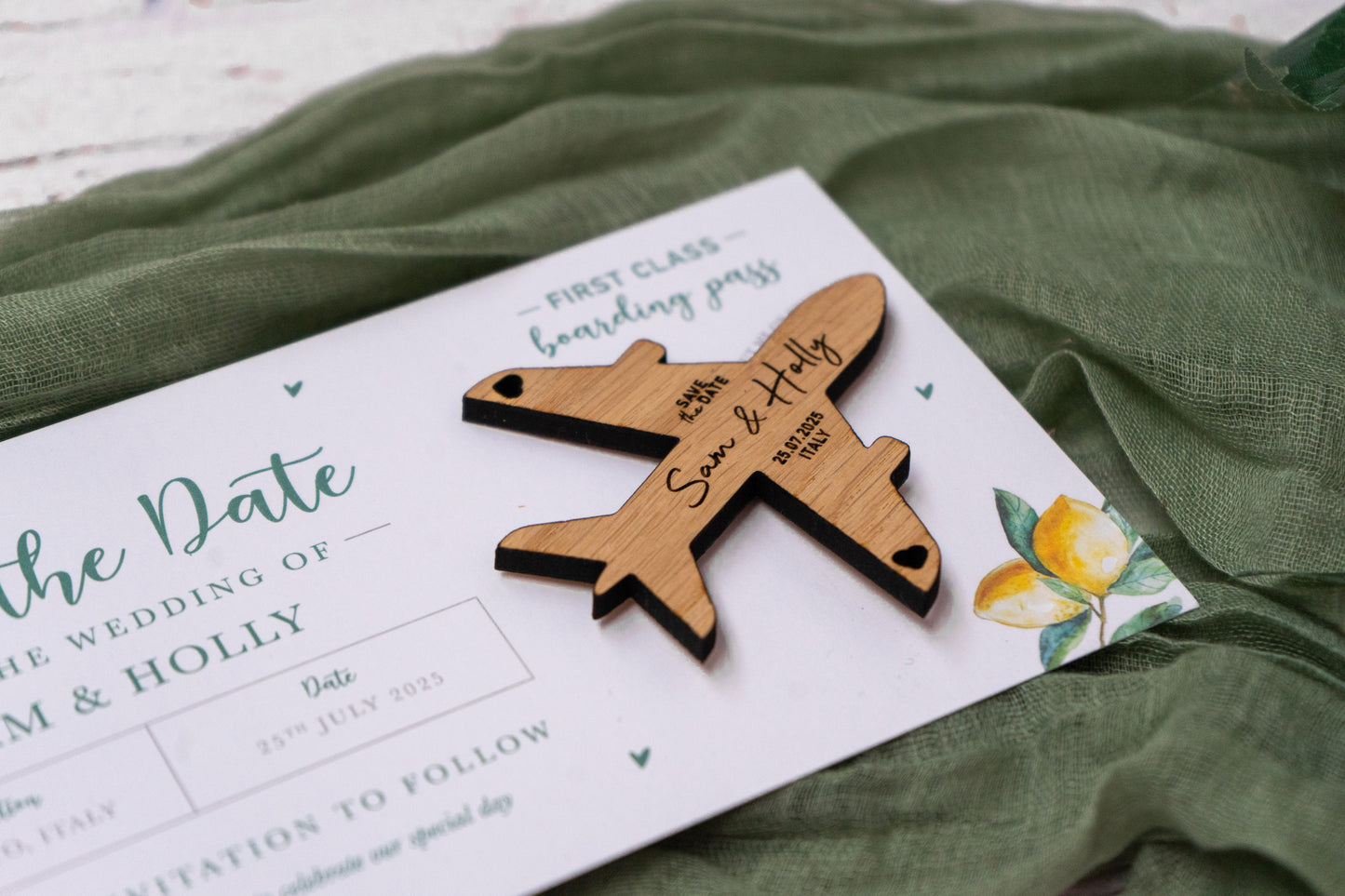 Lemon Boarding Pass Save the Dates