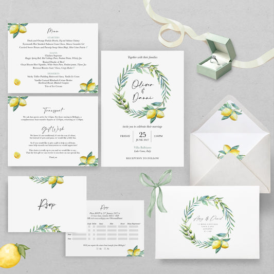 Lemon Stacked Wedding Invitations