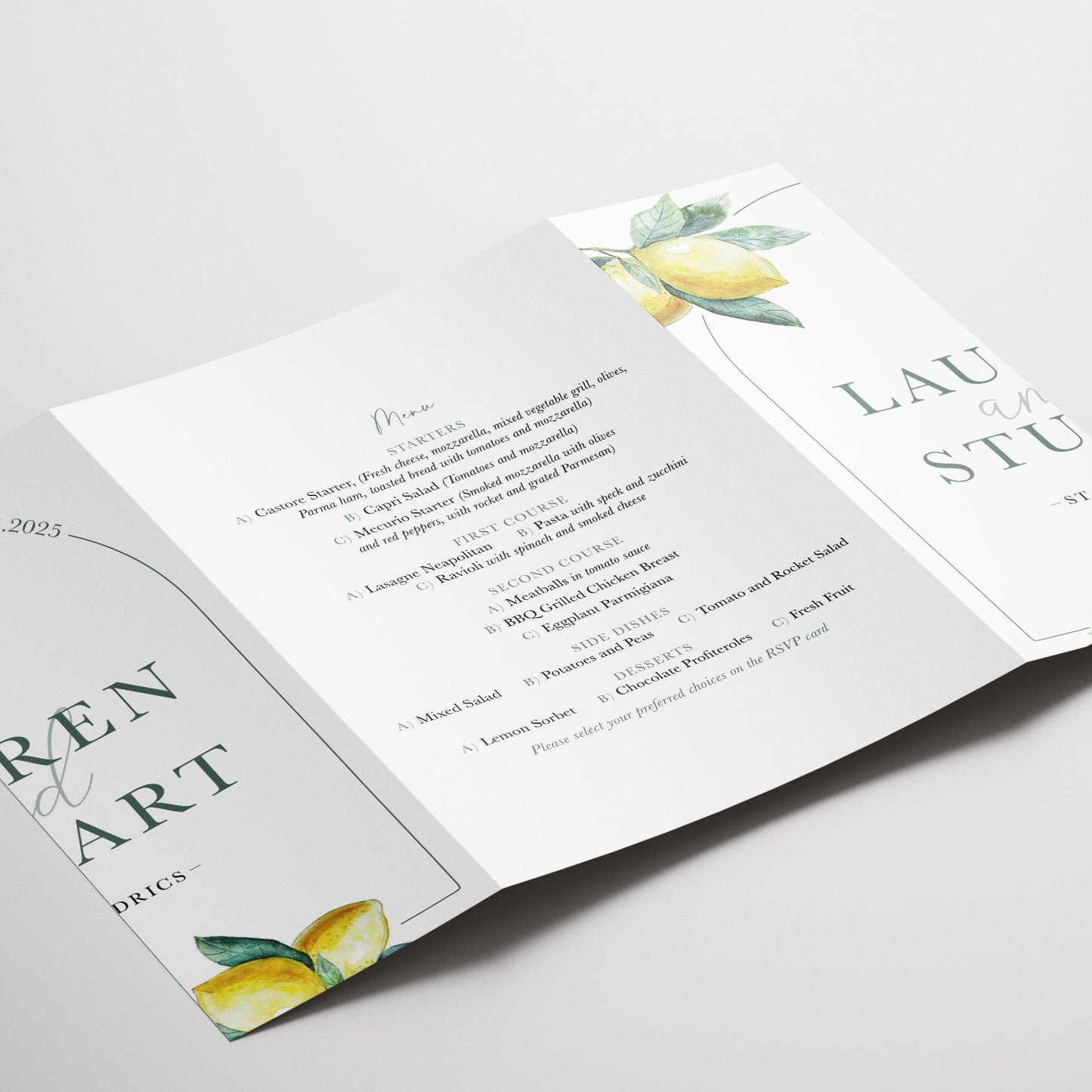Lemon Illustrated Gatefold Wedding Invitation