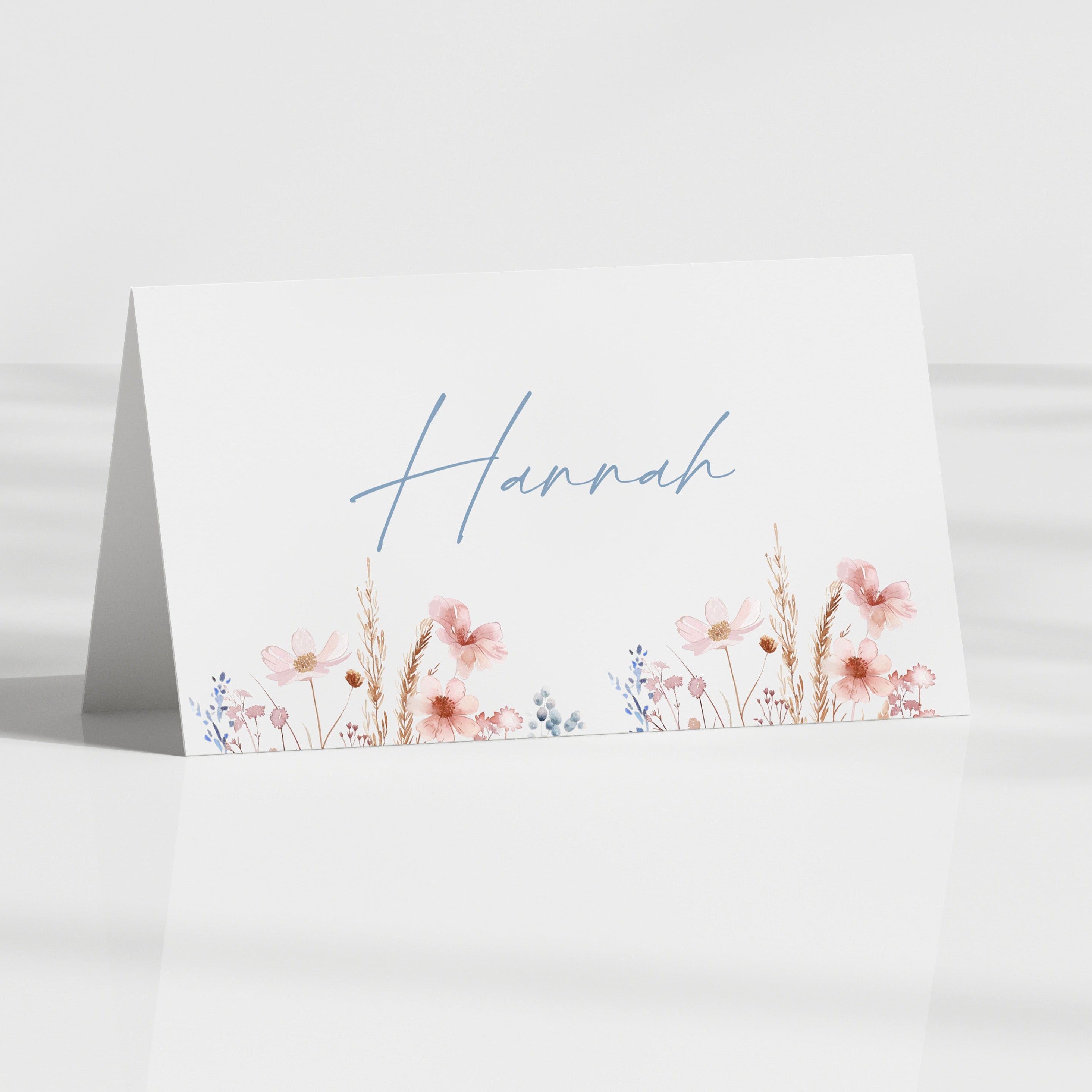 dusky haze wildflower folded wedding name card