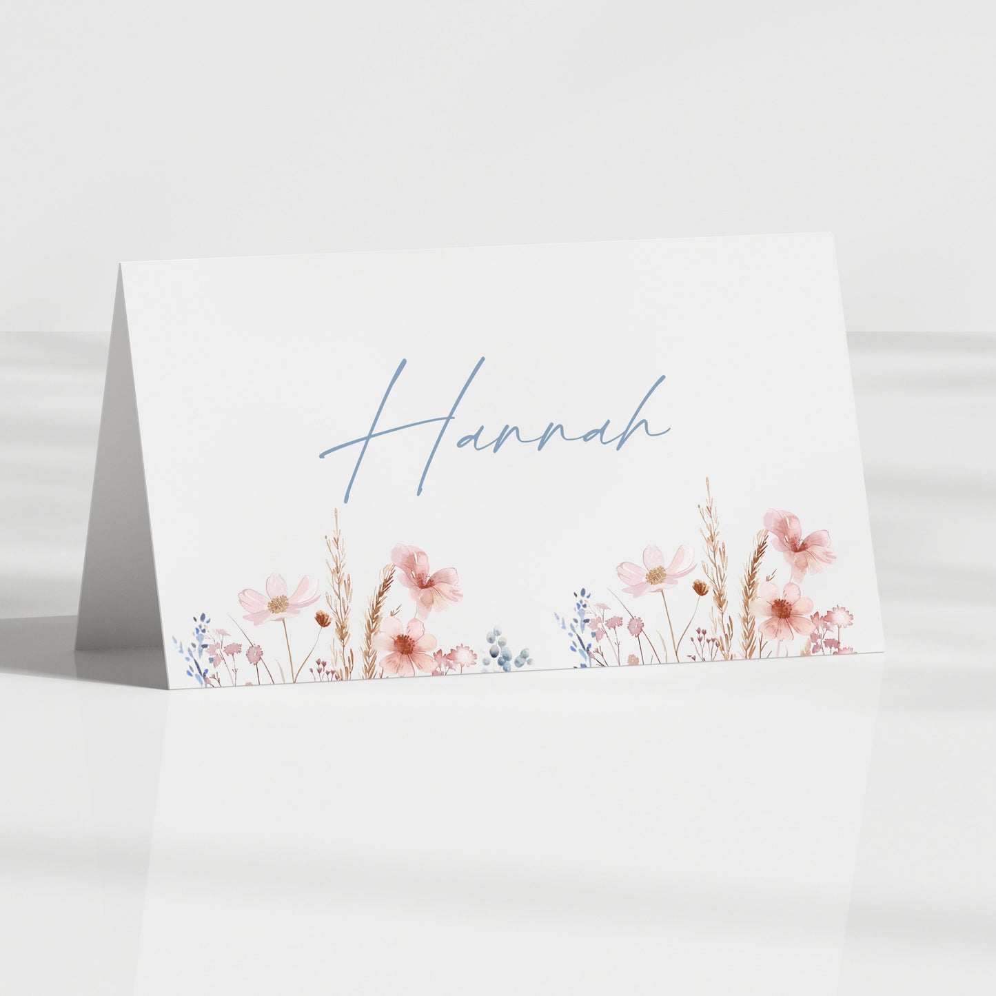 dusky haze wildflower folded wedding name card