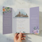 Lilac & Orange Floral Illustrated Gatefold Wedding Invitation