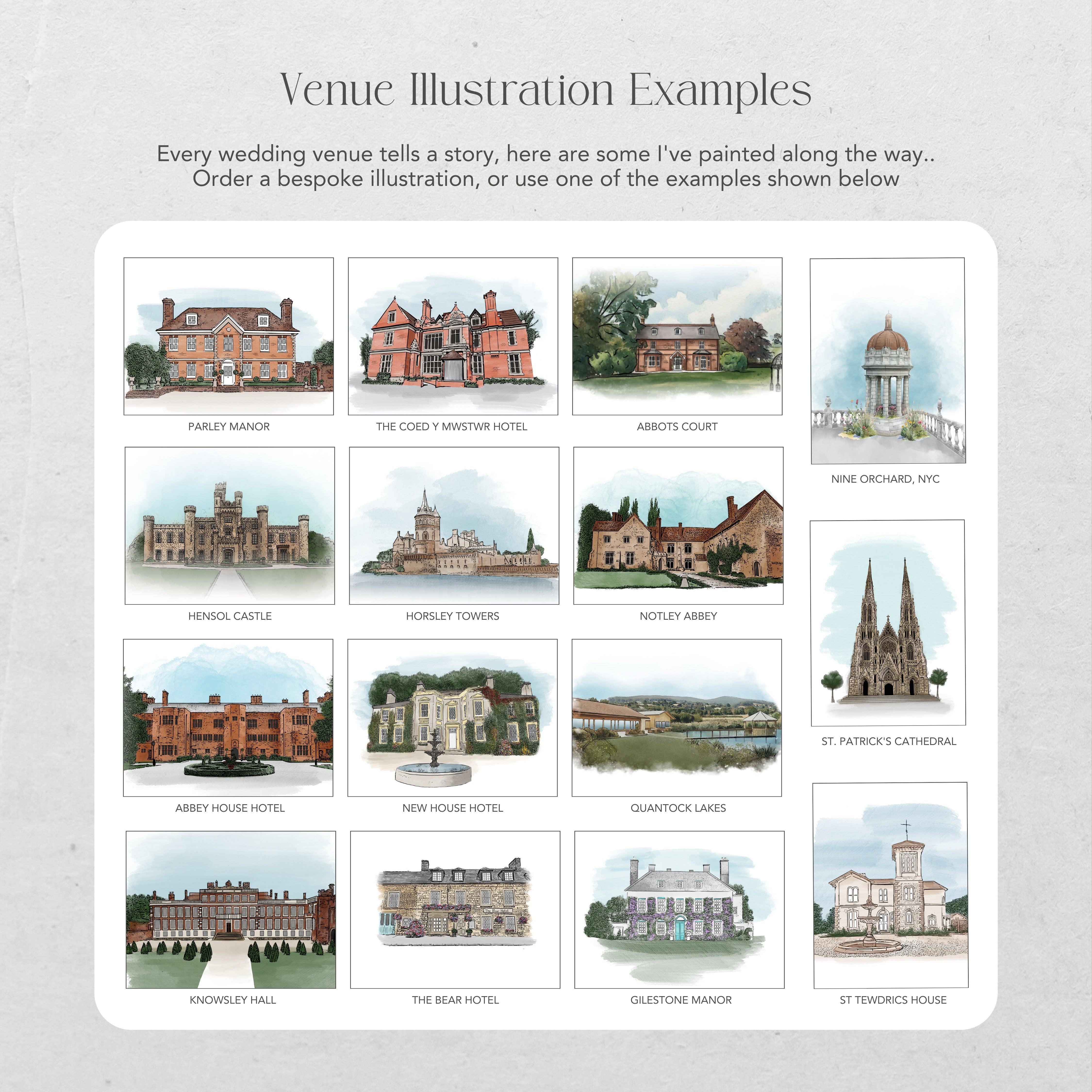 Horsley Towers Illustrated Save the Dates