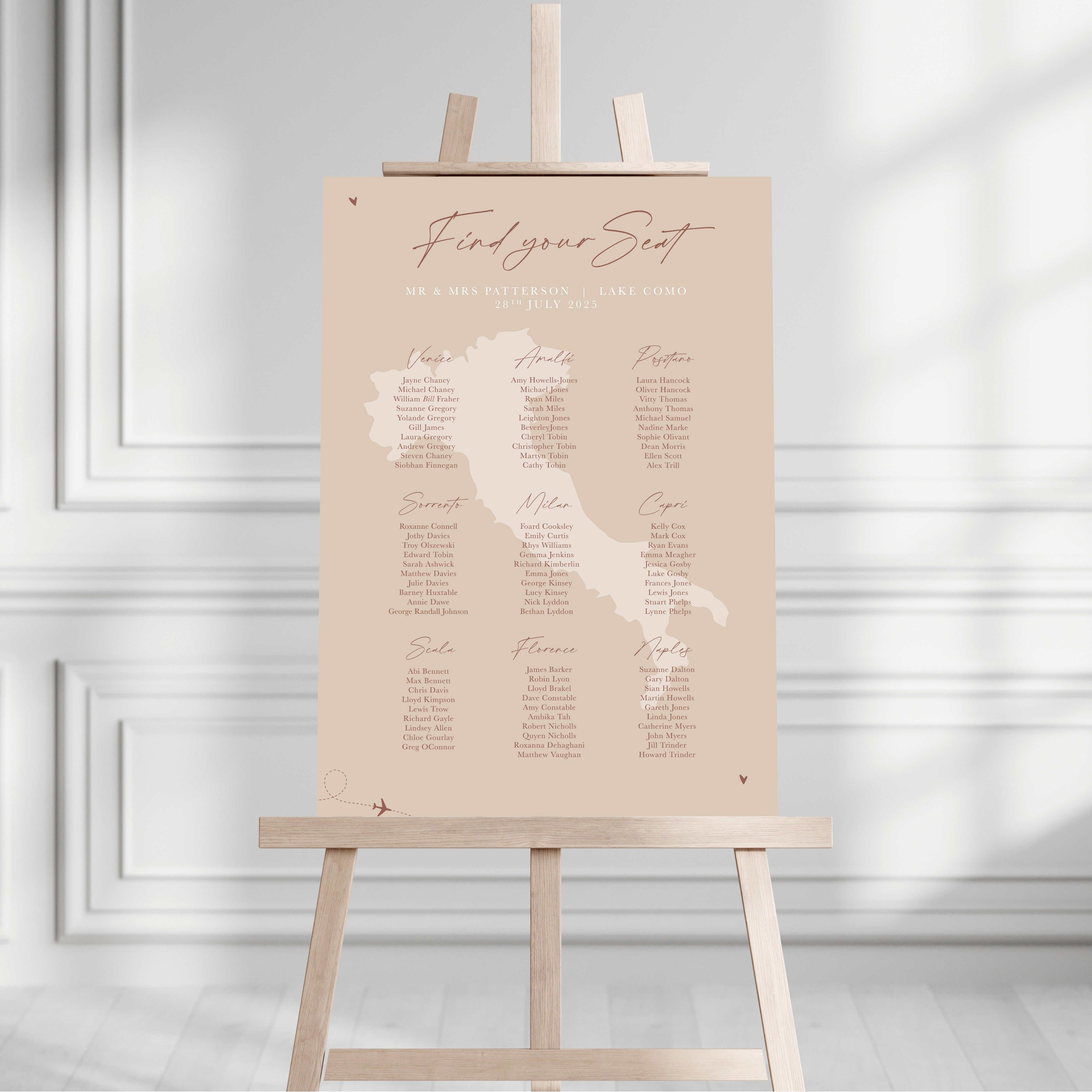 Beige Destination Table Plan Sign