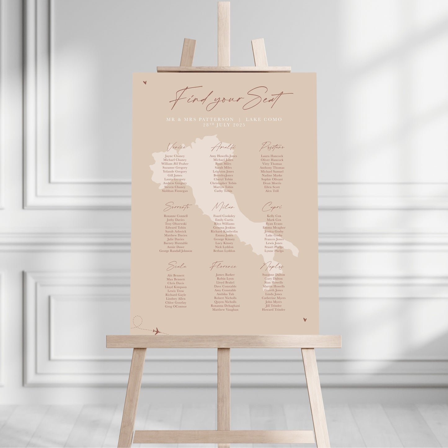 Beige Destination Table Plan Sign