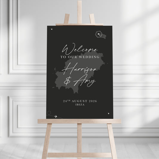 Black and White Destination Welcome Sign