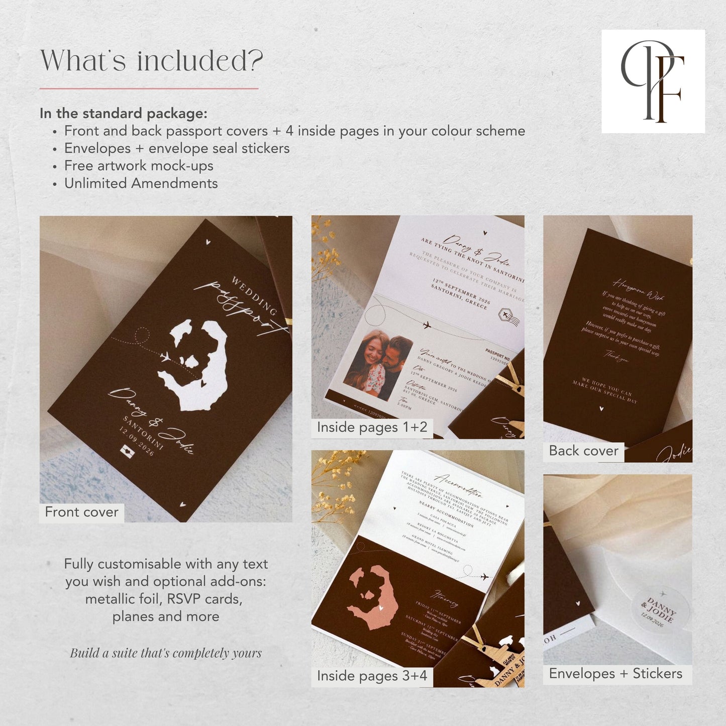 Chocolate Brown Passport Wedding Invitations