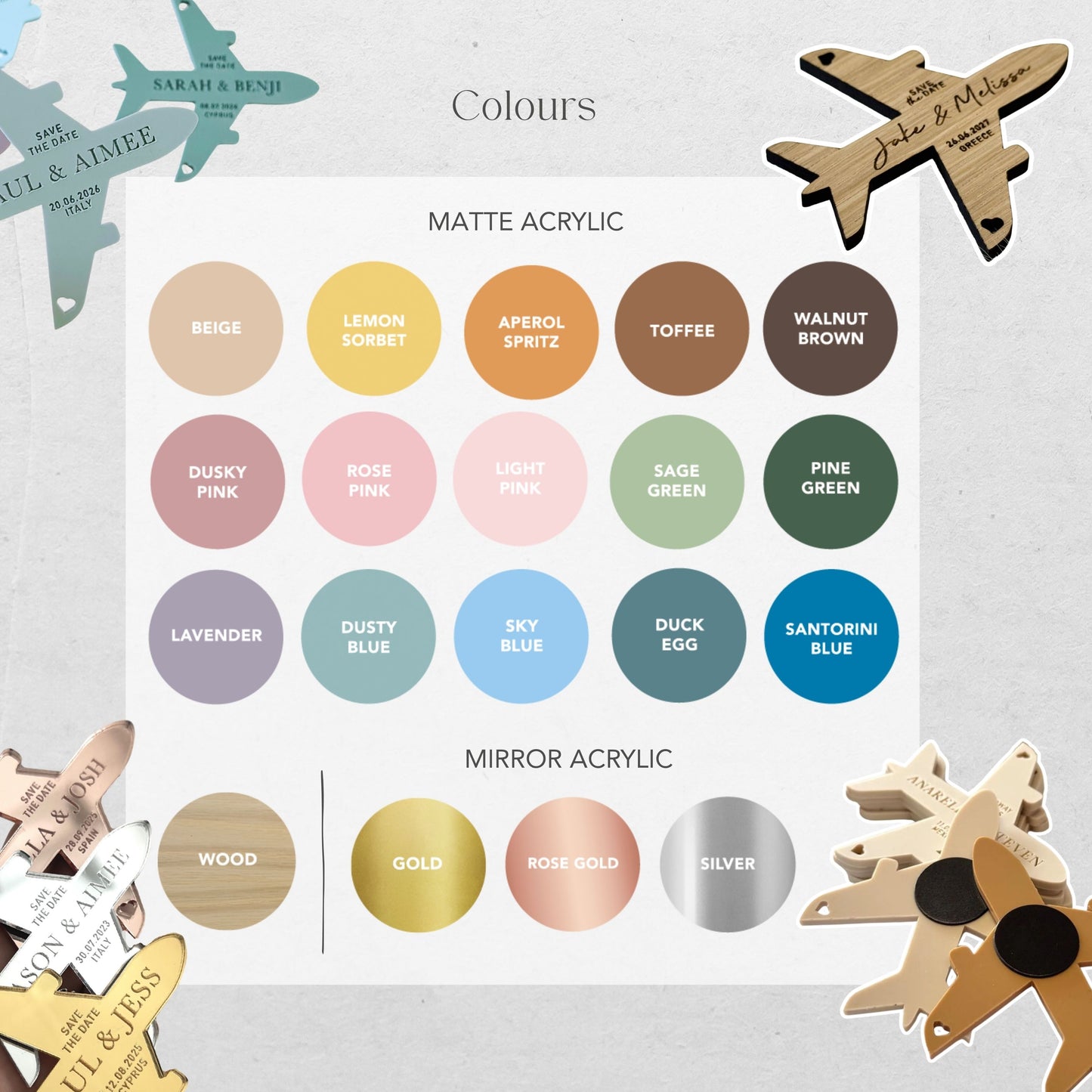 Acrylic Plane Fridge Magnet Save the Dates
