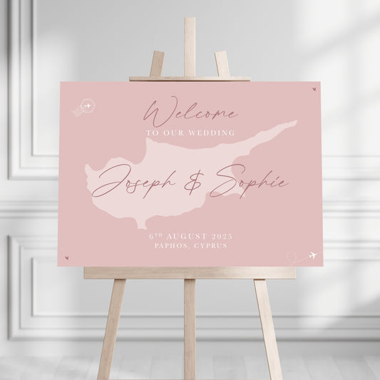 Dusky Pink Destination Welcome Sign