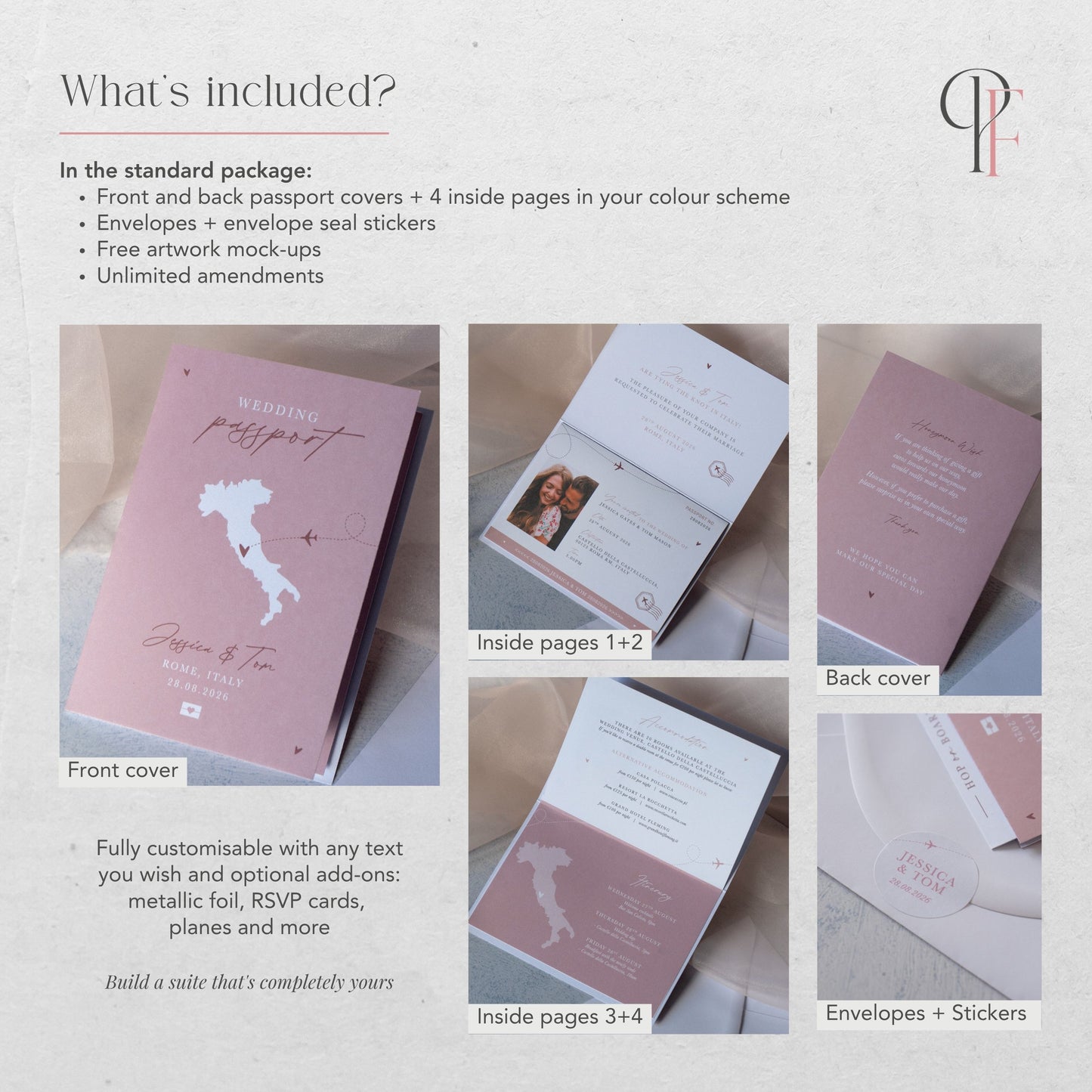 Dusky Pink Passport Wedding Invitations