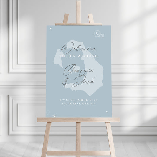 Dusty Blue Destination Welcome Sign