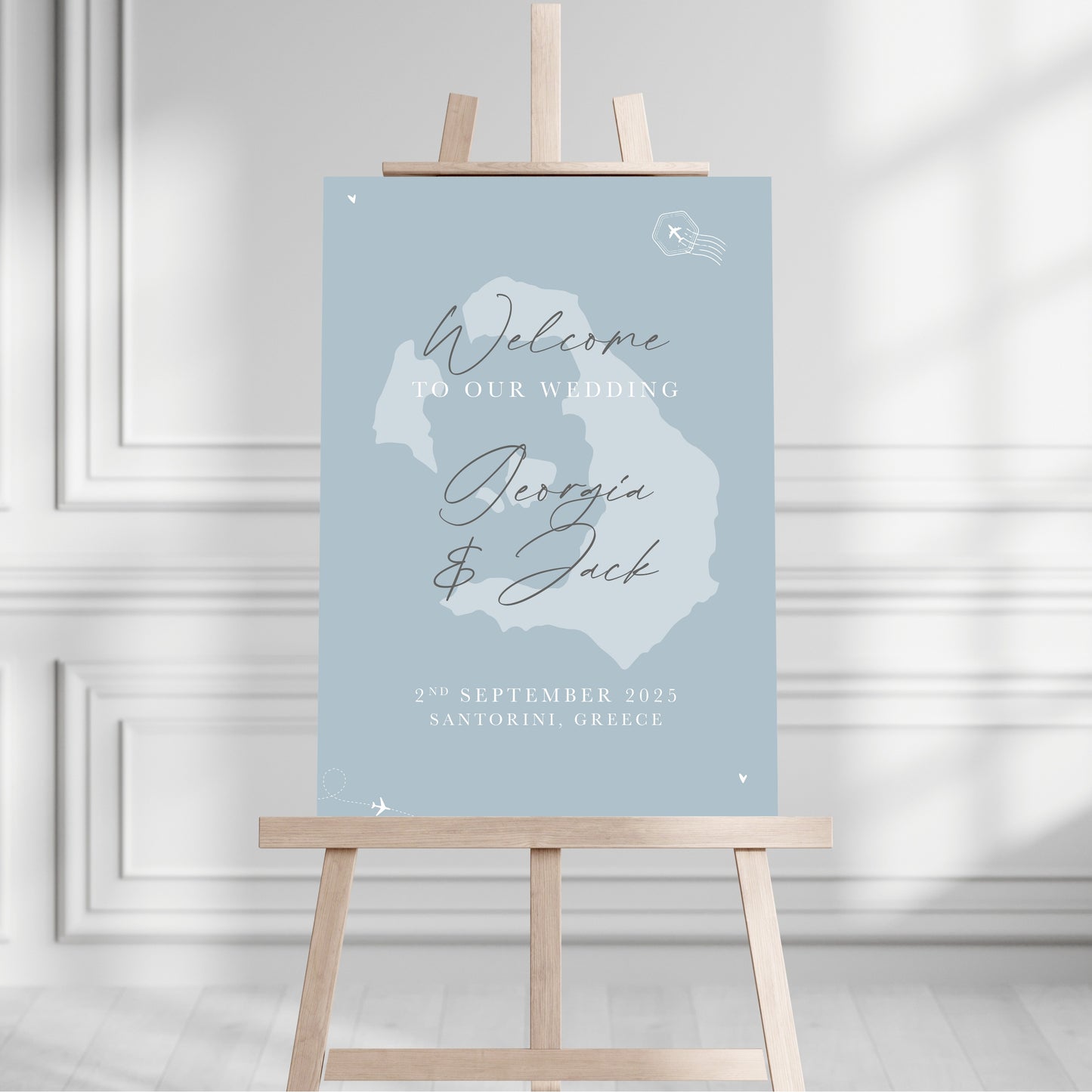 Dusty Blue Destination Welcome Sign