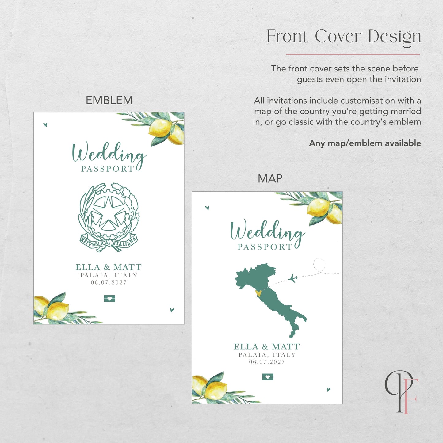 Italian Lemon Passport Wedding Invitations