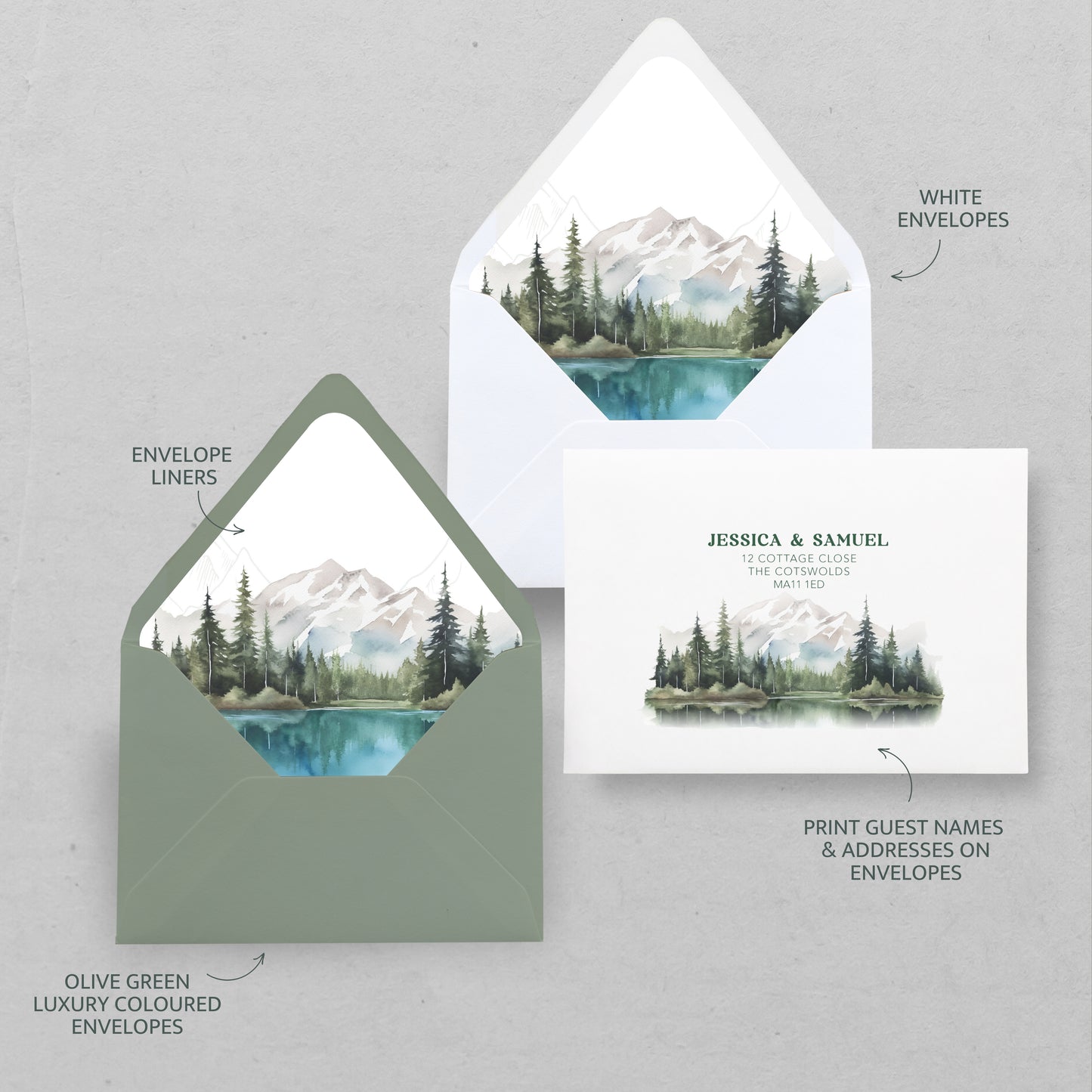Lakes and Mountains Stacked Wedding Invitation
