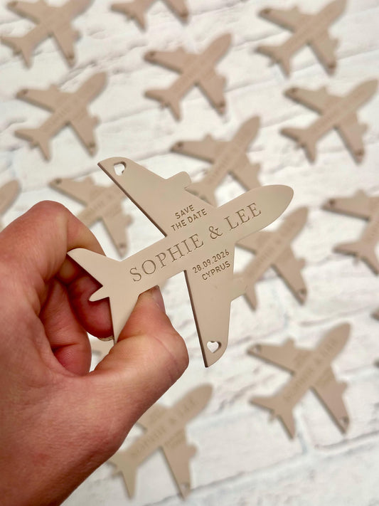 Acrylic Plane Fridge Magnet Save the Dates