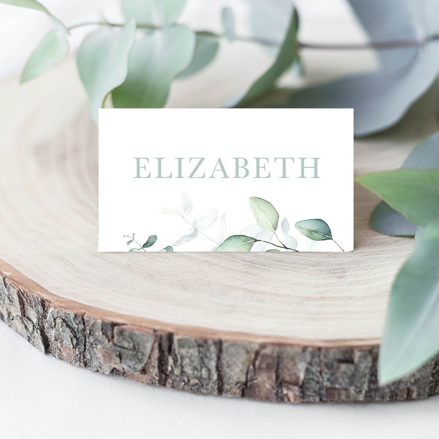 Sage Green Eucalyptus Guest Name Card
