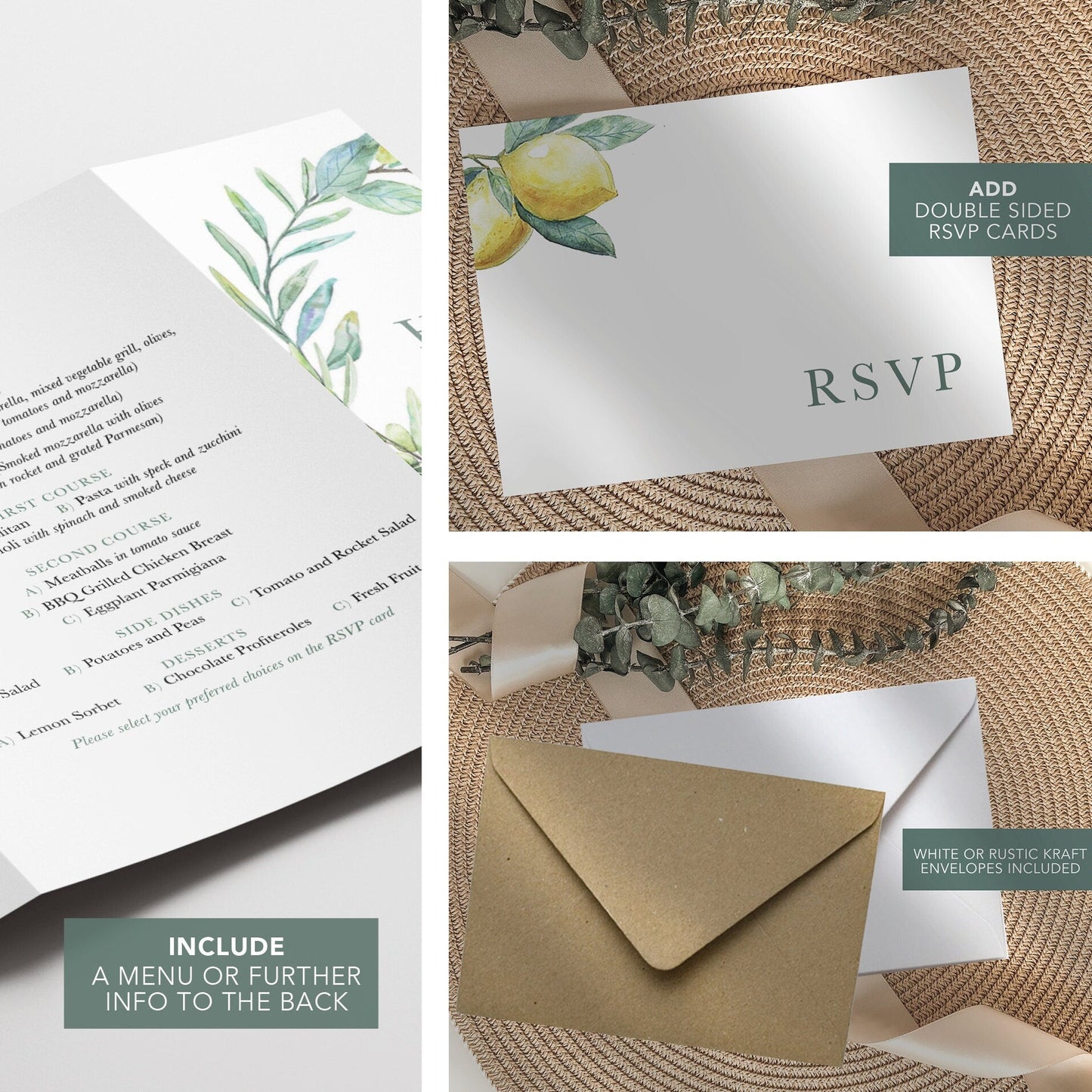 Lemon Illustrated Gatefold Wedding Invitation