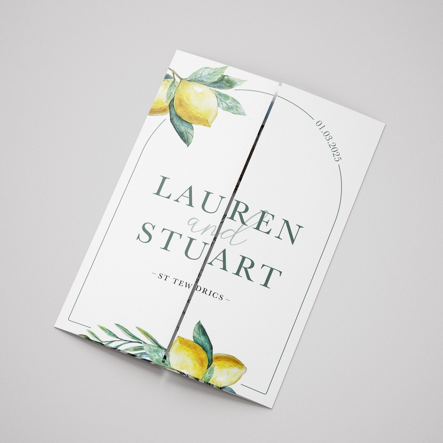 Lemon Illustrated Gatefold Wedding Invitation