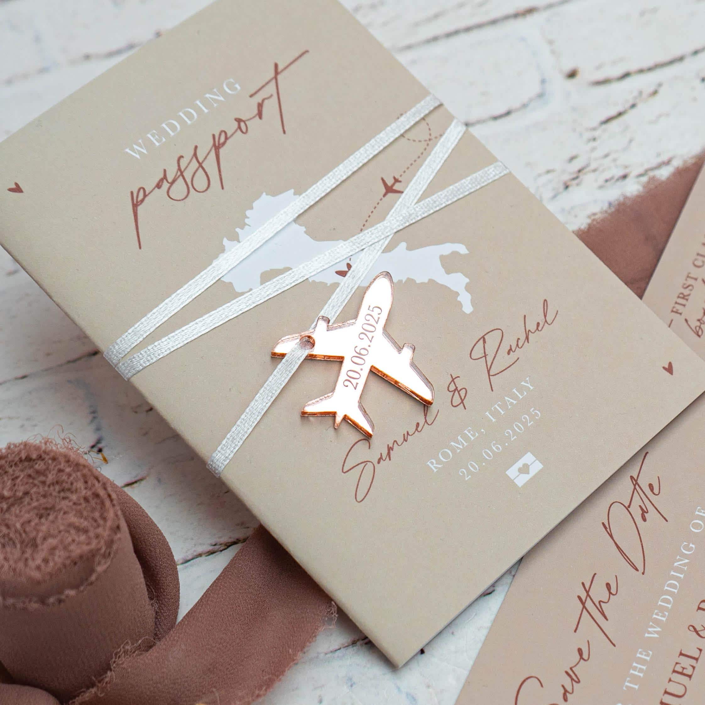 Beige Passport Wedding Invitations