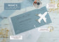 Dusty Blue Boarding Pass Save the Dates