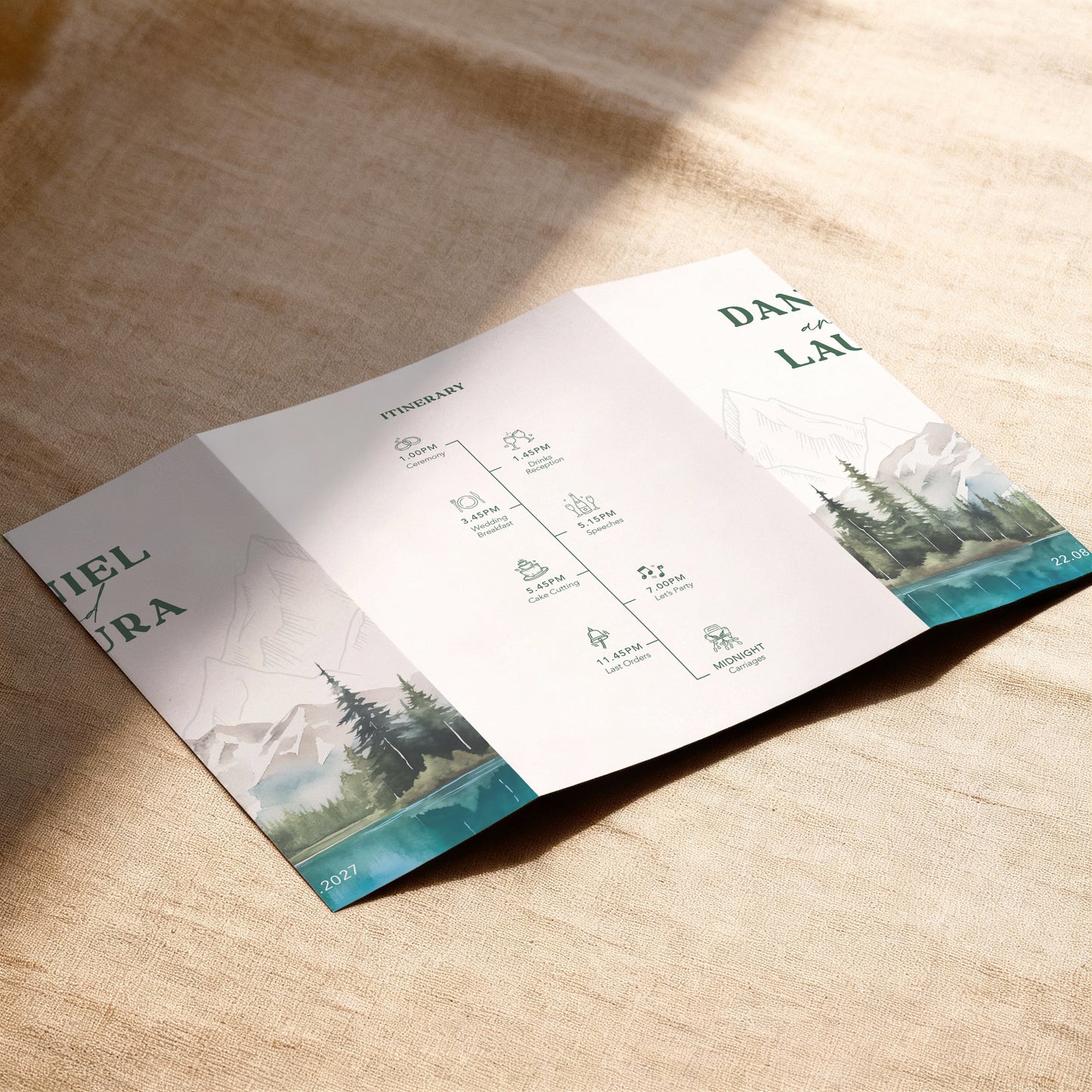 Lakes and Mountains Illustrated Gatefold Wedding Invitation