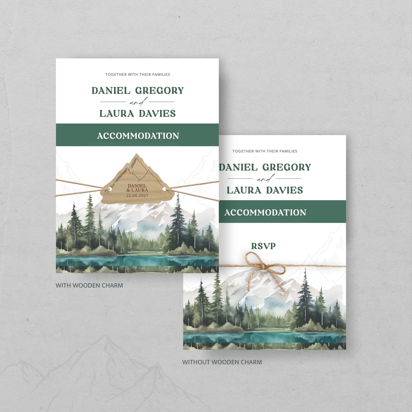 Lakes and Mountains Stacked Wedding Invitation
